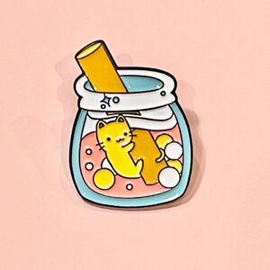 Kitty Cat Boba Milk Tea Enamel Pin Brooch for Cat Ladies!